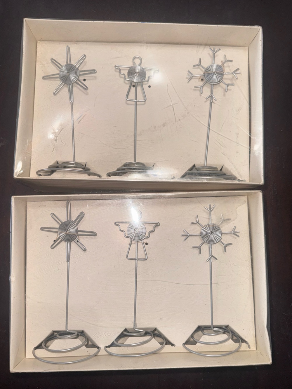 Pier 1 Imports Holiday Christmas Set of 3 Metal Snowflake/Angel Card Holders (6)